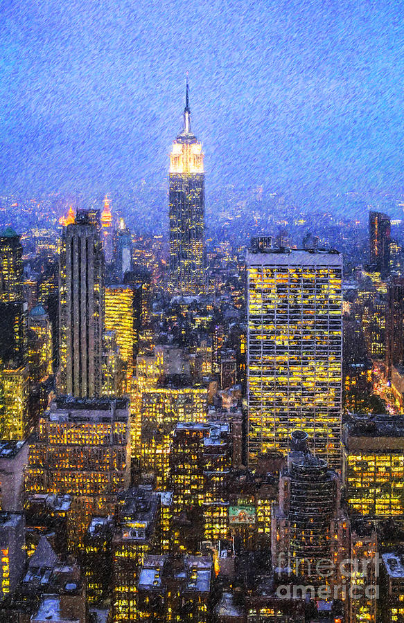Empire State Building Digital Art - Midtown Manhattan and Empire State Building by Liz Leyden