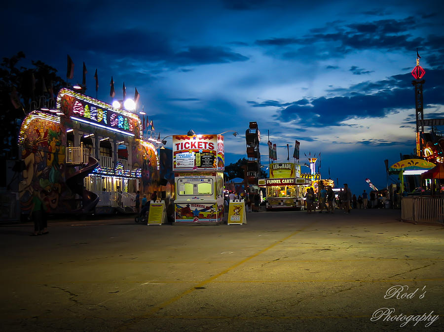 Midway at night Photograph by Rodney Wilfong - Fine Art America