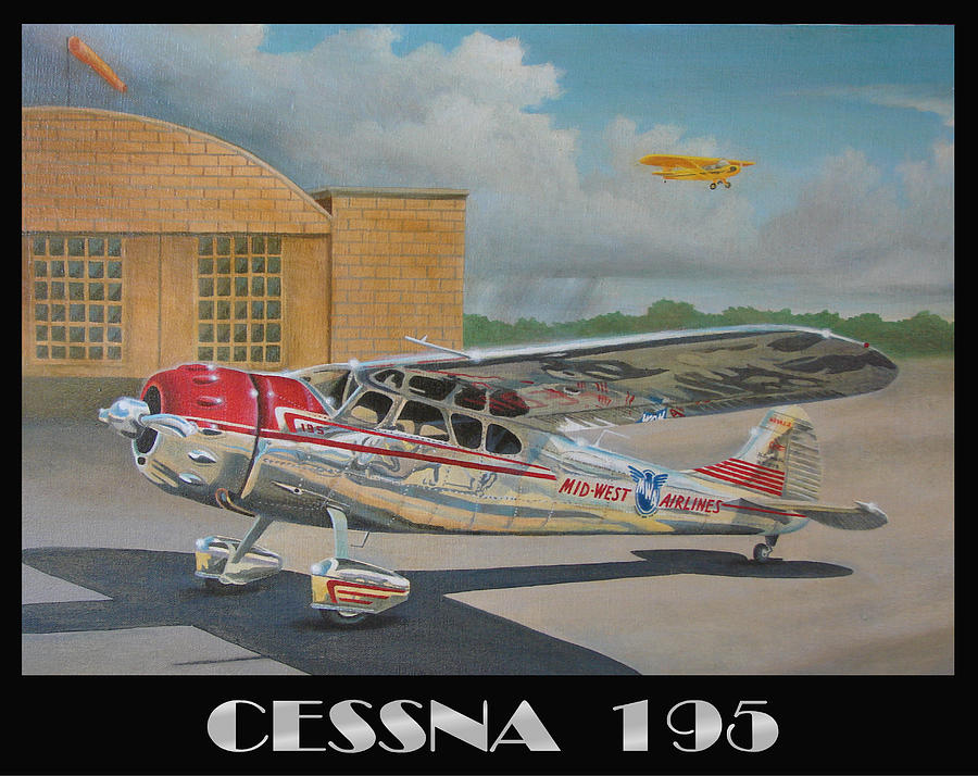 Midwest Airlines Cessna 195 Painting by Stuart Swartz