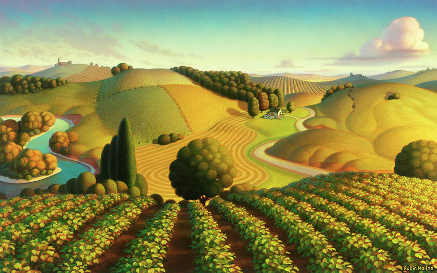 Midwest Vineyard Painting by Robin Moline