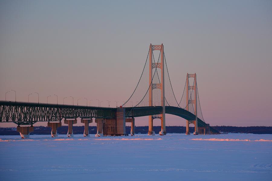 Mighty Mac Winter Sunset Photograph by Keith Stokes