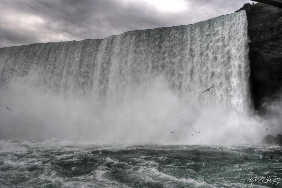 Waterfall Photograph - Mighty Niagara Falls with Soaring Gulls...Canada by Michael Frank Jr
