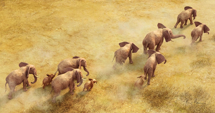 Wildlife Painting - Migration of Giants by Gary Hanna