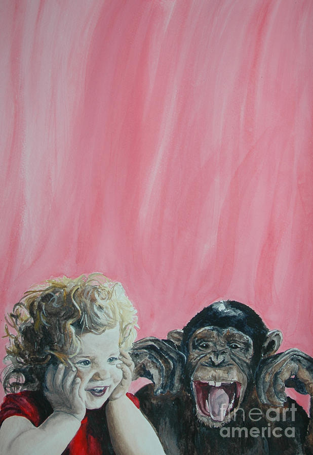 Mika and Monkey Painting by Tamir Barkan