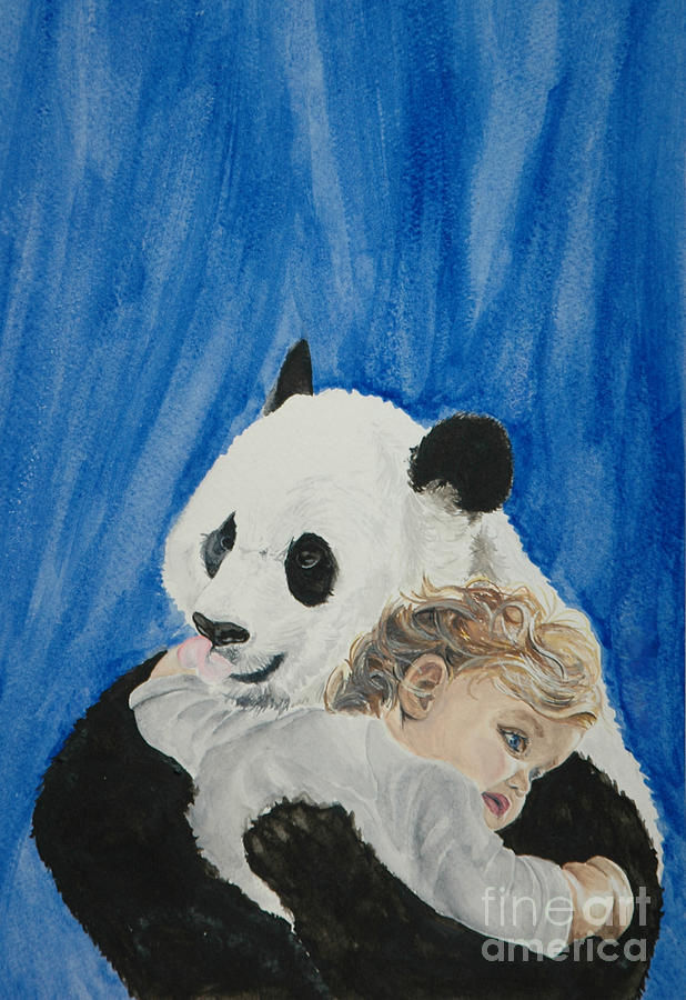 Mika and Panda Painting by Tamir Barkan