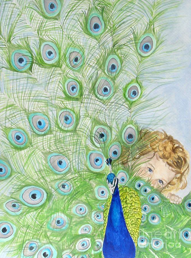 Mika and Peacock Painting by Tamir Barkan
