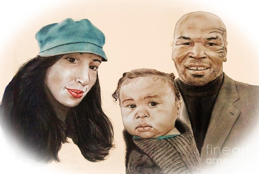 Mike Tyson and Family Altered Version From the One I Gave Him Drawing by Jim Fitzpatrick