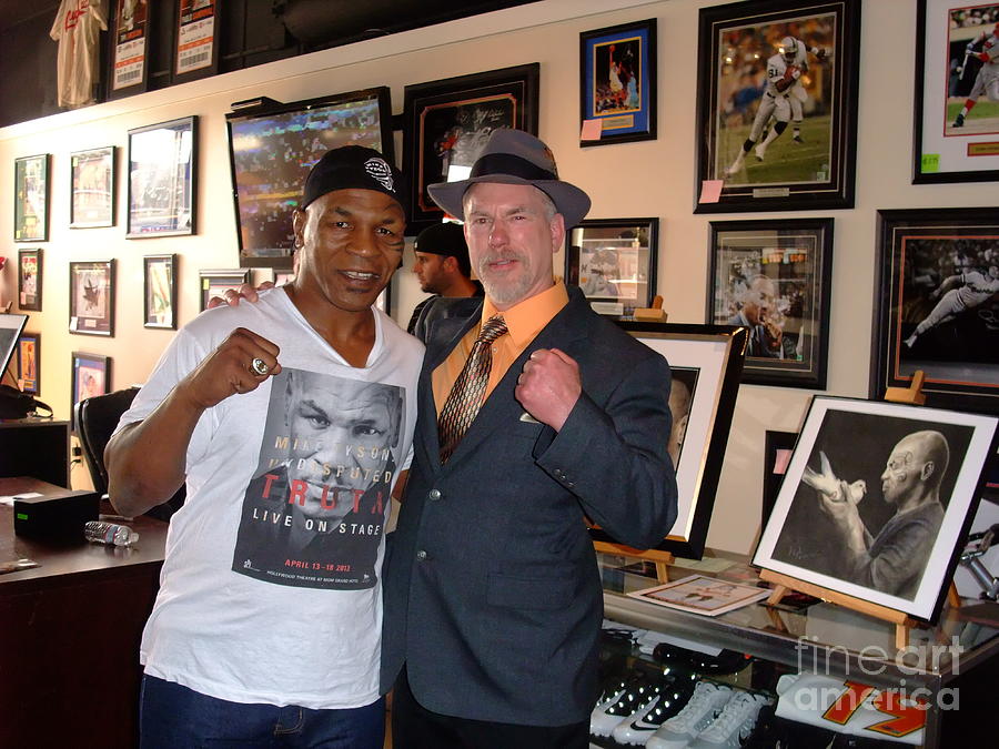 Mike Tyson and myself  at ManCave Memorabilia  Photograph by Jim Fitzpatrick