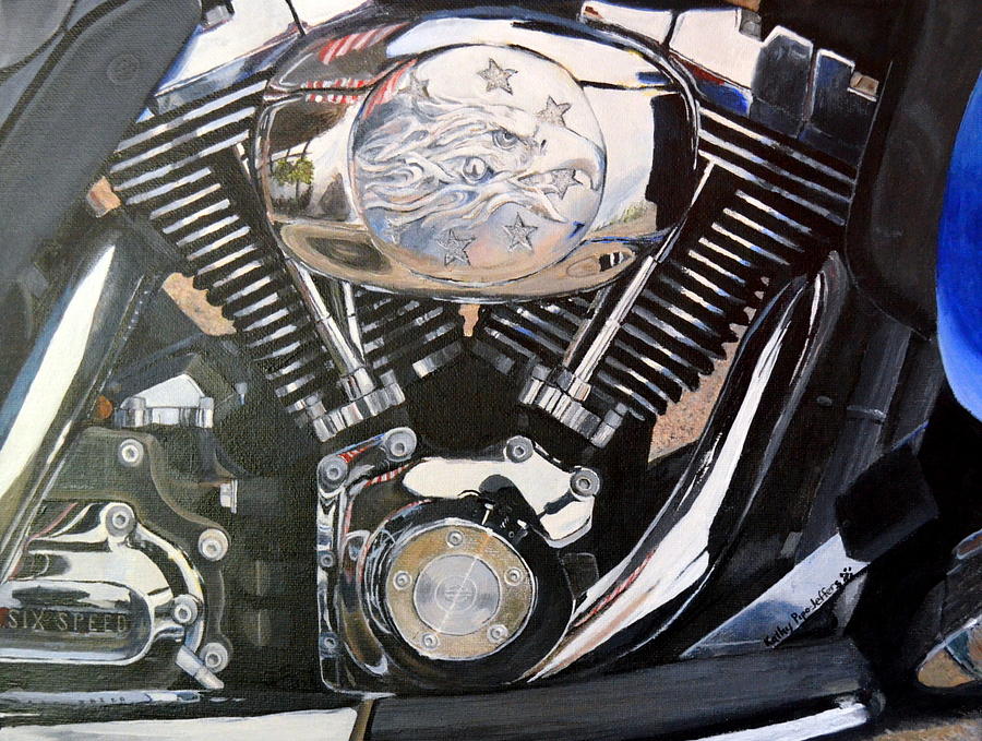 Mikes Harley Painting by Kathy Pipo-Jeffers - Fine Art America