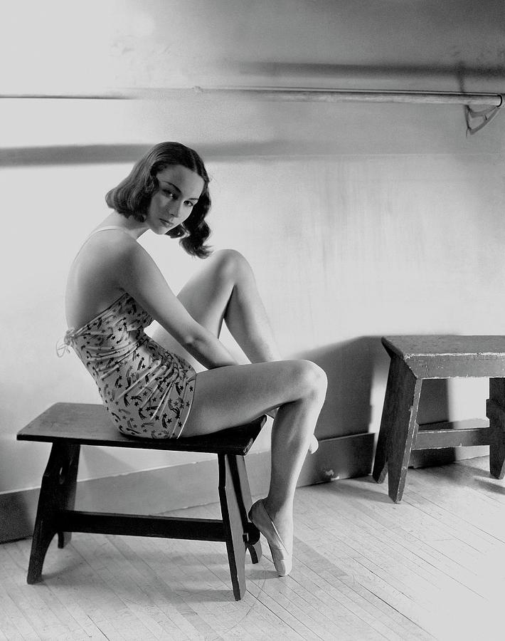 Milada Mladova Sitting On A Stool Photograph by Horst P. Horst