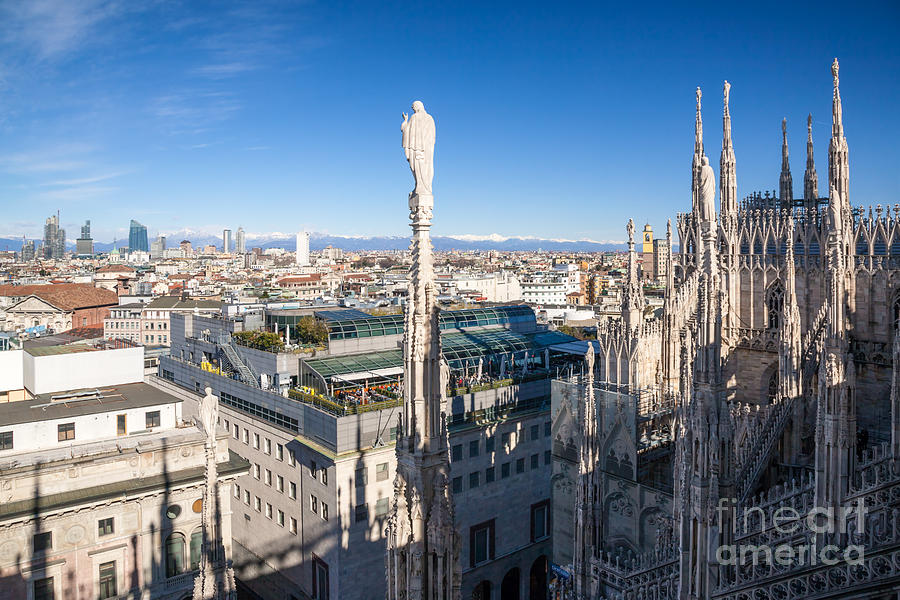 Milan skyline from the top of the Duomo - Italy Photograph by Matteo Colombo