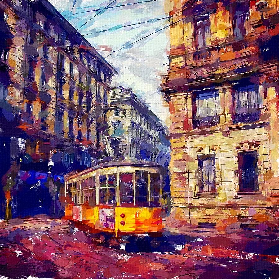 Milan Tram Painting by Chris Butler