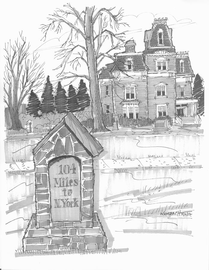 Mile Marker and Victorian Drawing by Richard Wambach
