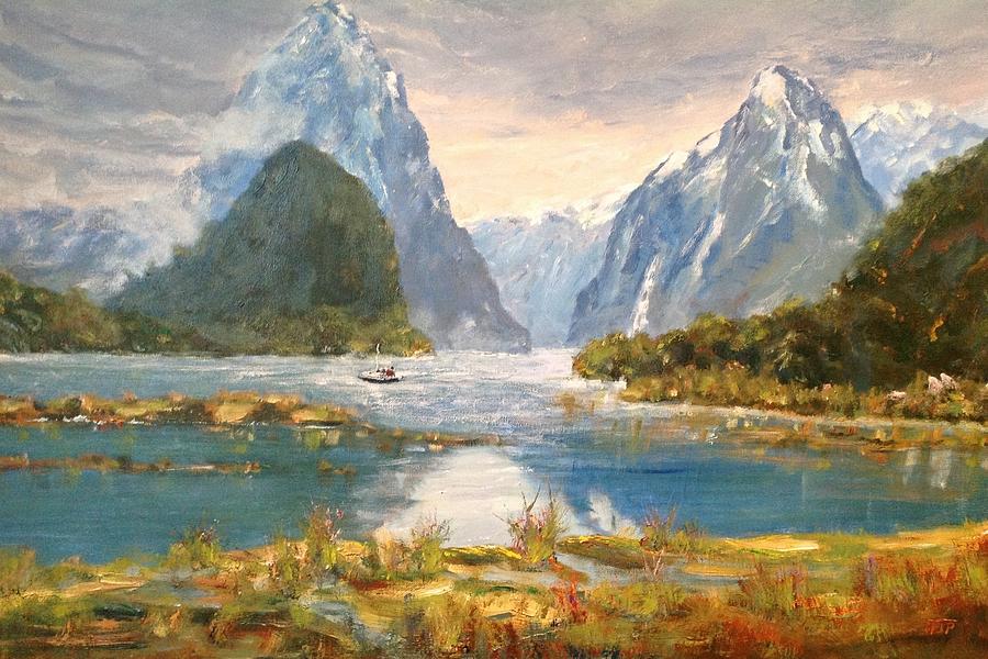 Milford Sound New Zealand Painting By Hazel Persson - Fine Art America