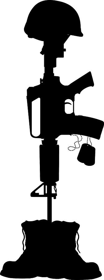 Military Battle Cross, Helmet, Machine Gun and Dog Tag Drawing by Stevezmina1