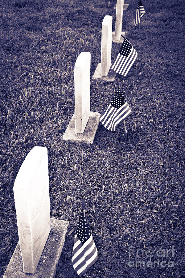 Flag Photograph - Military Cemetery Key West by Sophie Vigneault