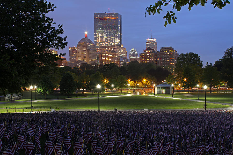 Military Heroes Garden of American Flags in the Boston Common Photograph by Juergen Roth