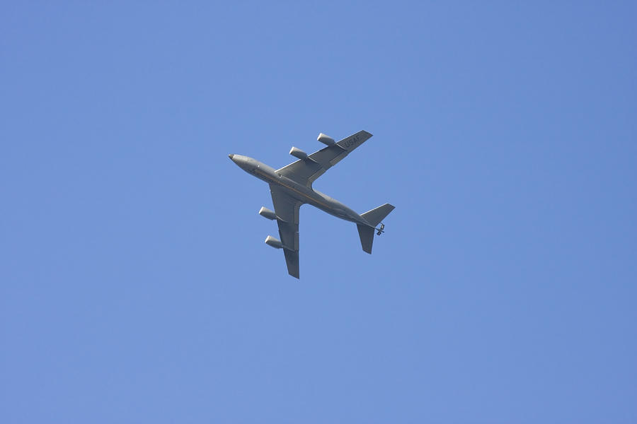Military Tanker Airplane Flying In Blue Sky  Photograph by Keith Webber Jr