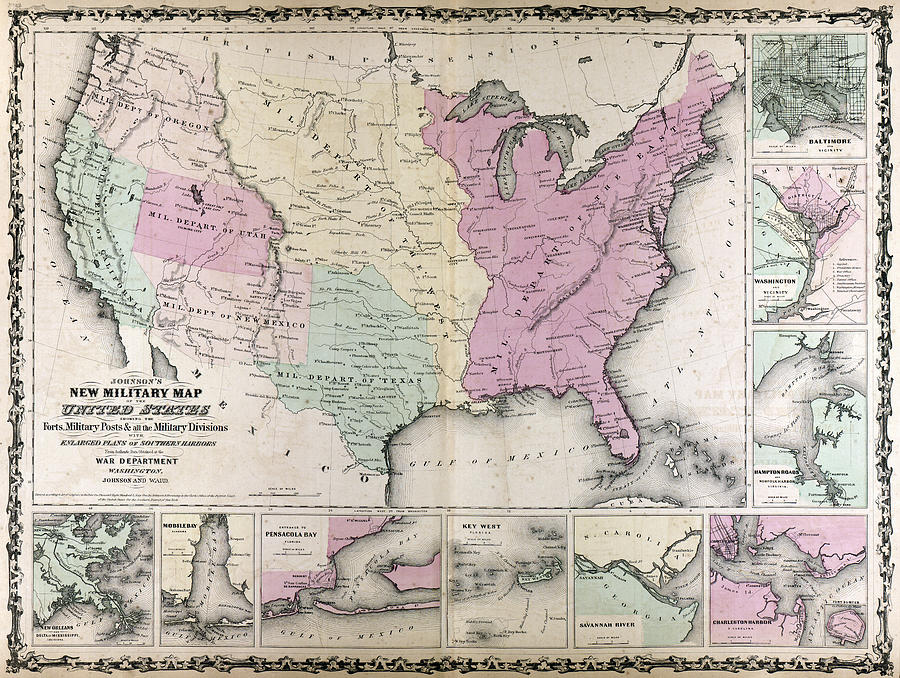 Military United States Map 1862 Photograph by Daniel Hagerman