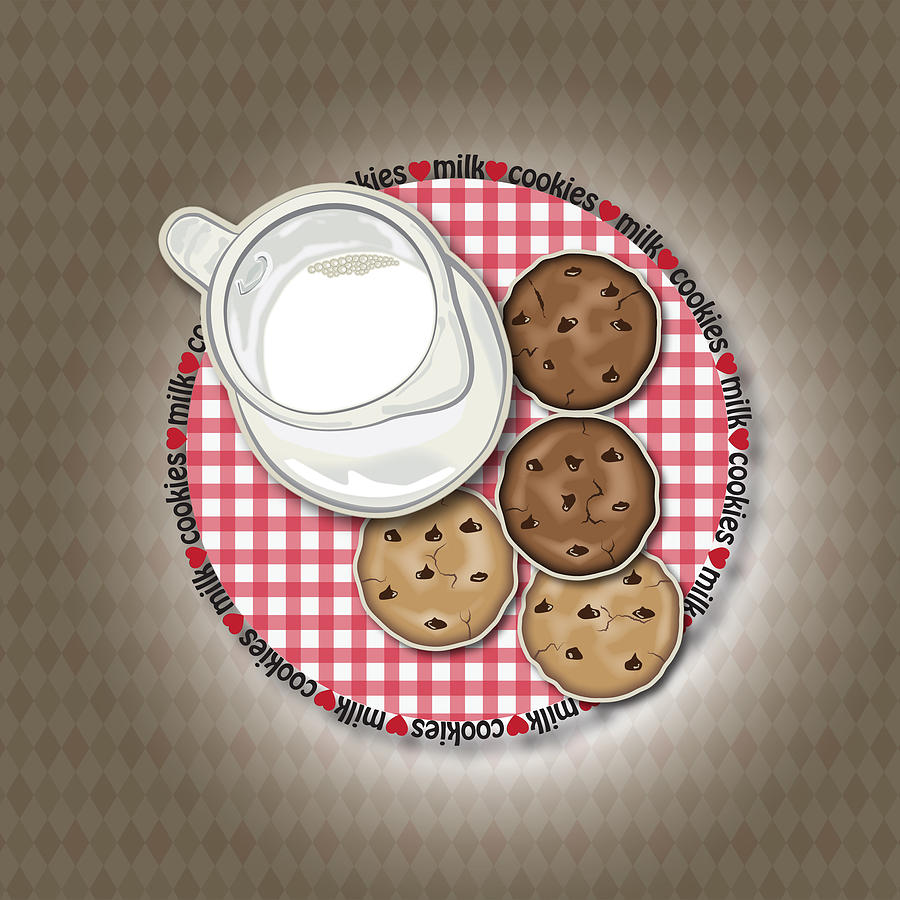 Cookie Digital Art - Milk and Cookies by Ym Chin