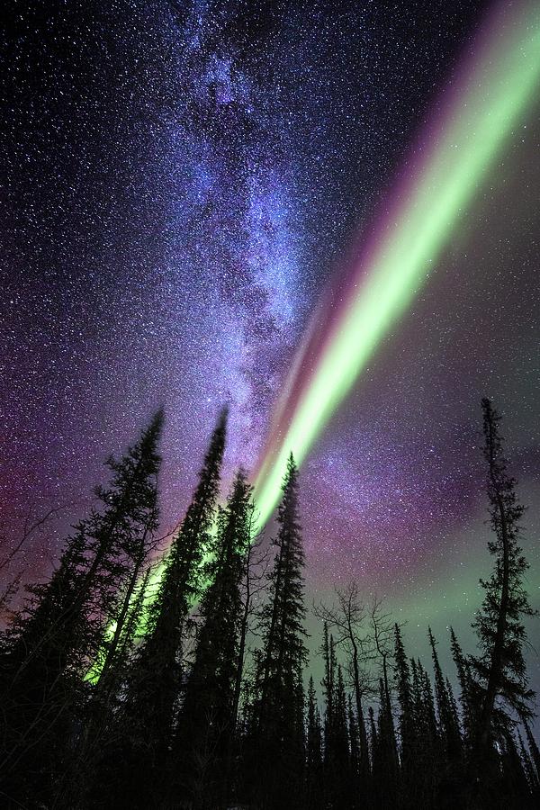 Milky Way And The Aurora Borealis Photograph by Chris Madeley