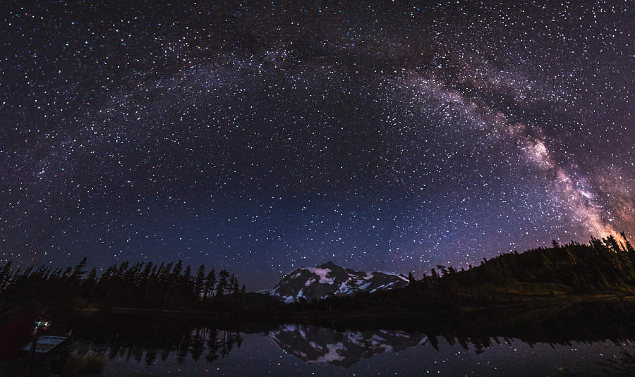Milky Way at Picture Lake Photograph by Hisao Mogi