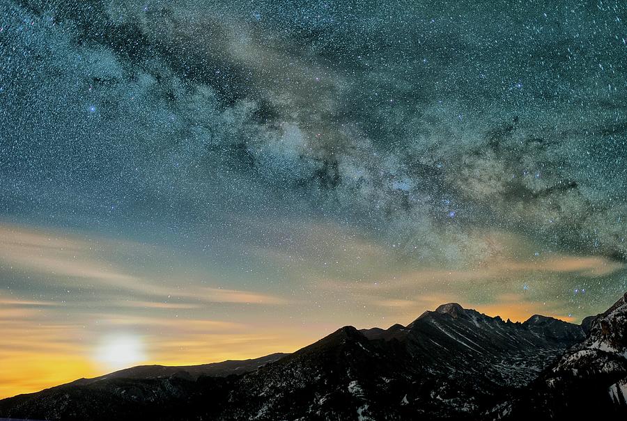 Milky Way Moon Over Glacier Gorge Photograph by Mike Berenson / Colorado Captures
