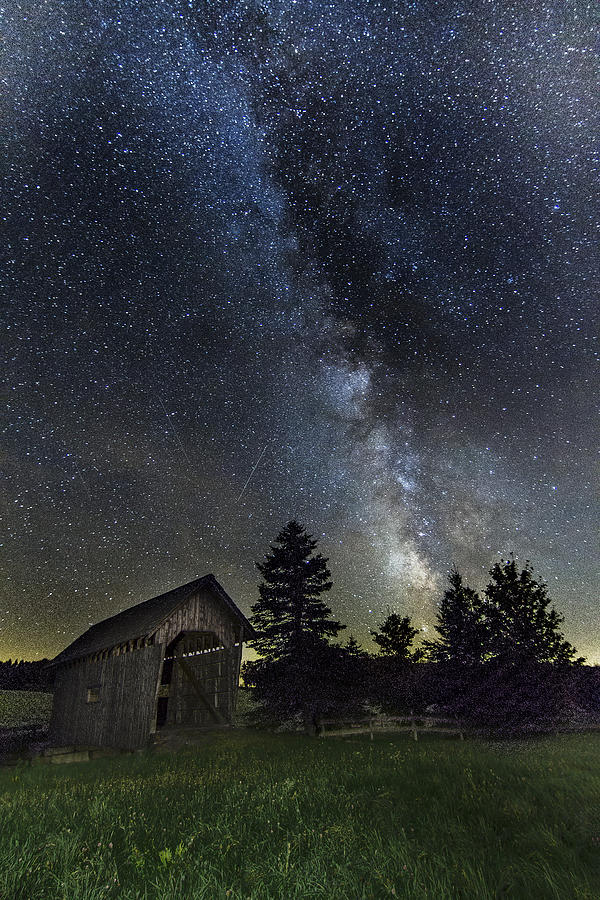 Nature Photograph - Milky Way Over Foster Covered Bridge by John Vose