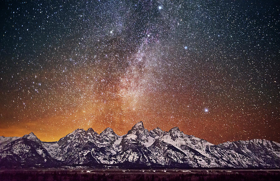 Milky Way Over Grand Teton Photograph by Chen Su