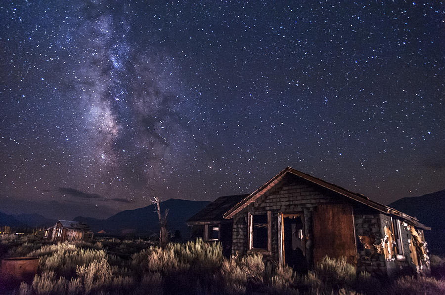 Milky Way over Hwy. 395 Shacks Photograph by Cat Connor