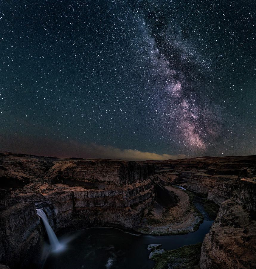 Space Photograph - Milky Way Over Palouse Falls by Lydia Jacobs