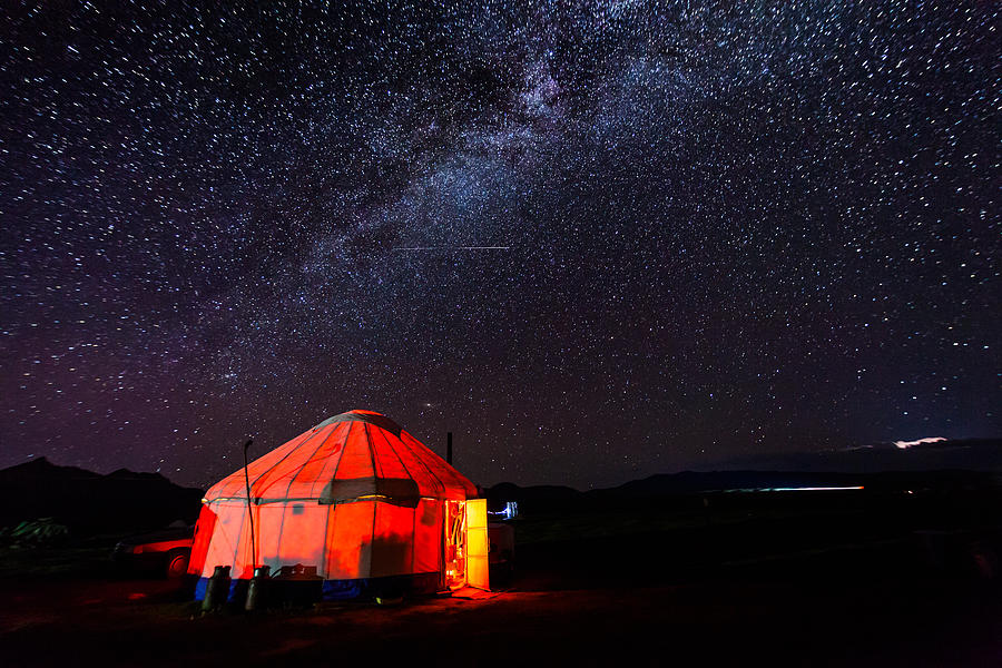 Milky Way over the yurt. Kyrgyzstan, Son-Kul lake Photograph by Anton Petrus