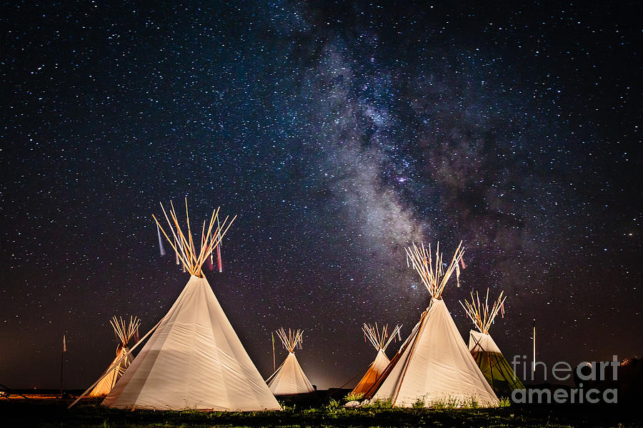 Summer Photograph - Milky Way Over Tipis by Kendra Perry-Koski