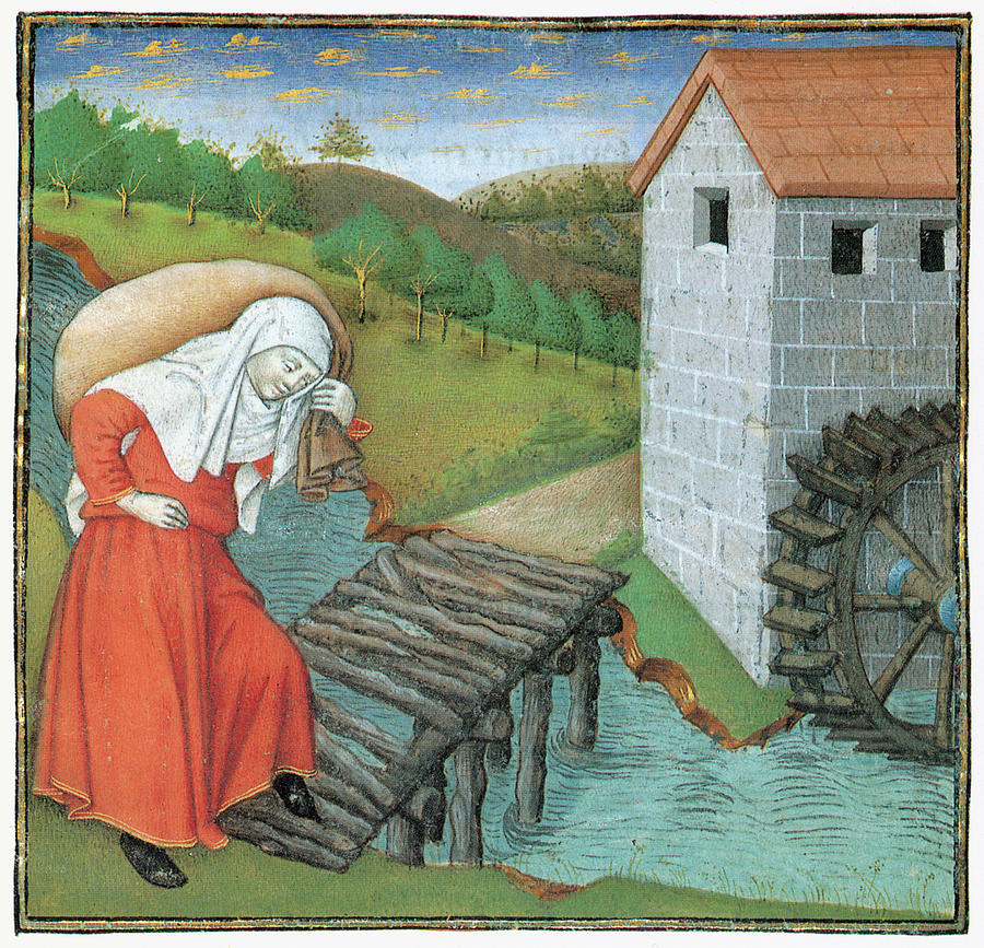Mill, 15th Century Drawing by Granger