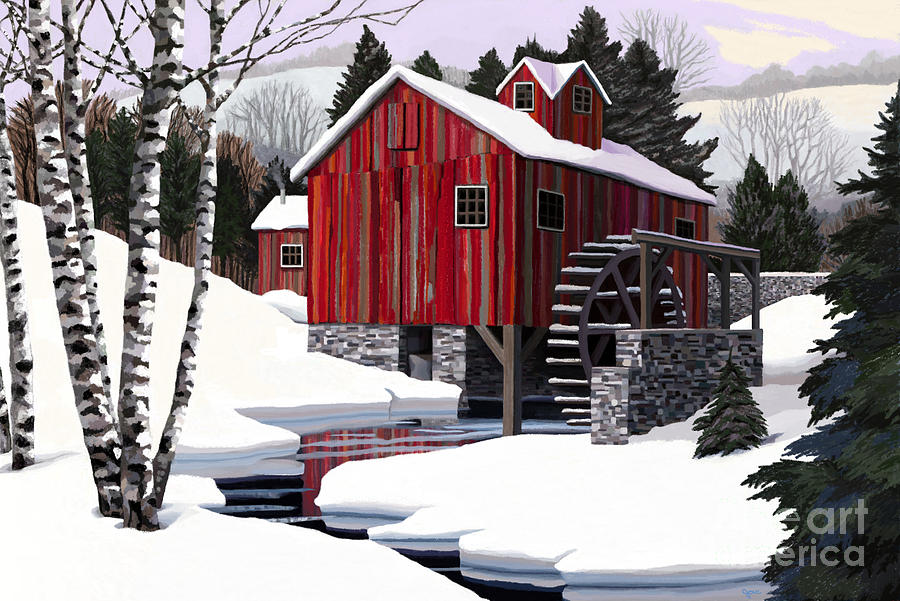 Mill on Snowy River Painting by Jackie Case