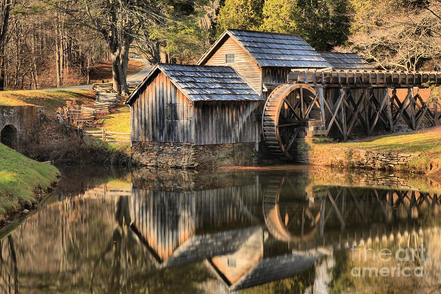 Mill Pond Reflections At Mabry Mill Photograph by Adam Jewell