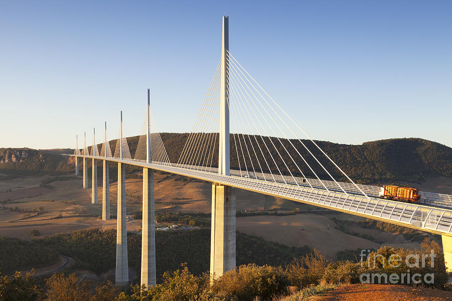 Millau Viaduct at Sunrise Midi Pyrenees France Photograph by Colin and Linda McKie