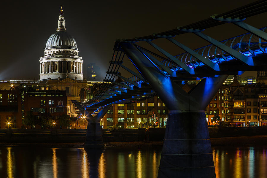 Millennium Bridge London At Night Photograph