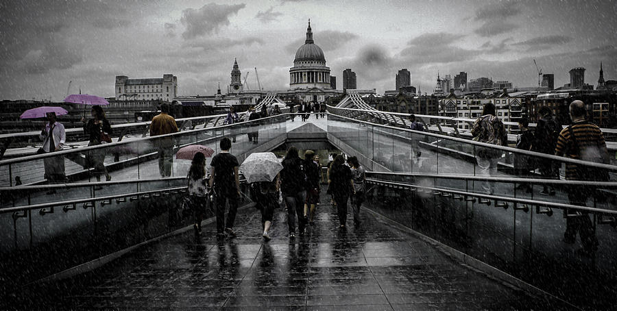 Millennium Bridge Rain Drops Photograph by Eye Olating Images