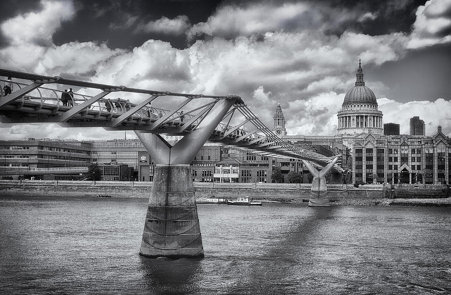 Bridge Photograph - Millennium Bridge - St Pauls Cathedral by Kim Andelkovic