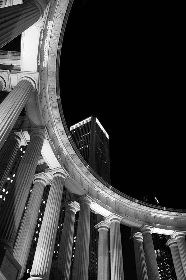 Millennium Monument at Night - BW Photograph by Jenny Hudson