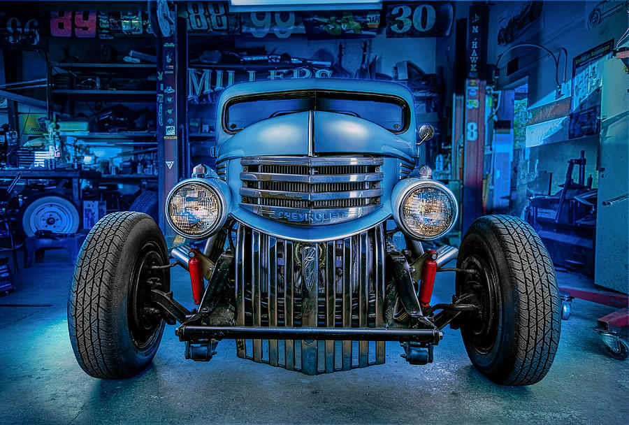 Vintage Photograph - Millers Chop Shop 1946 Chevy Truck by Yo Pedro