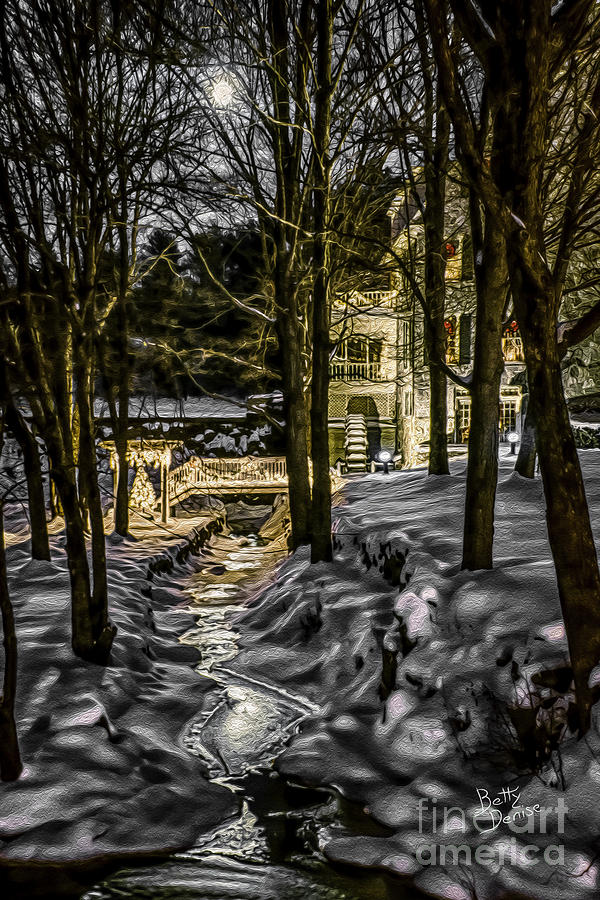 Christmas Photograph - Millhouse in the Moonlight by Betty Denise