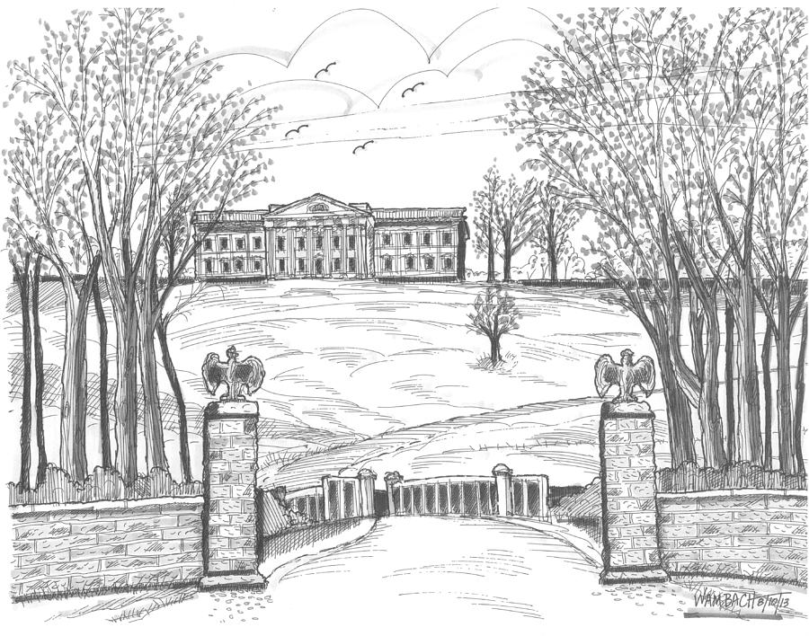 Mills Mansion Staatsburg Drawing by Richard Wambach