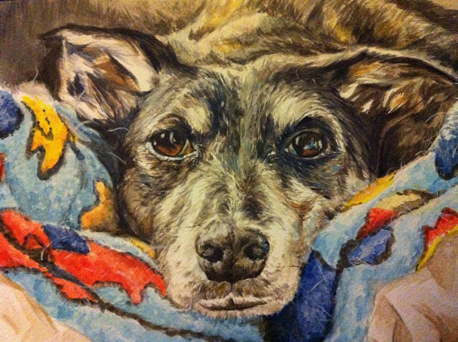 Lurcher Painting - Milo the Lurcher by Pet Portraits by Julie Bunt