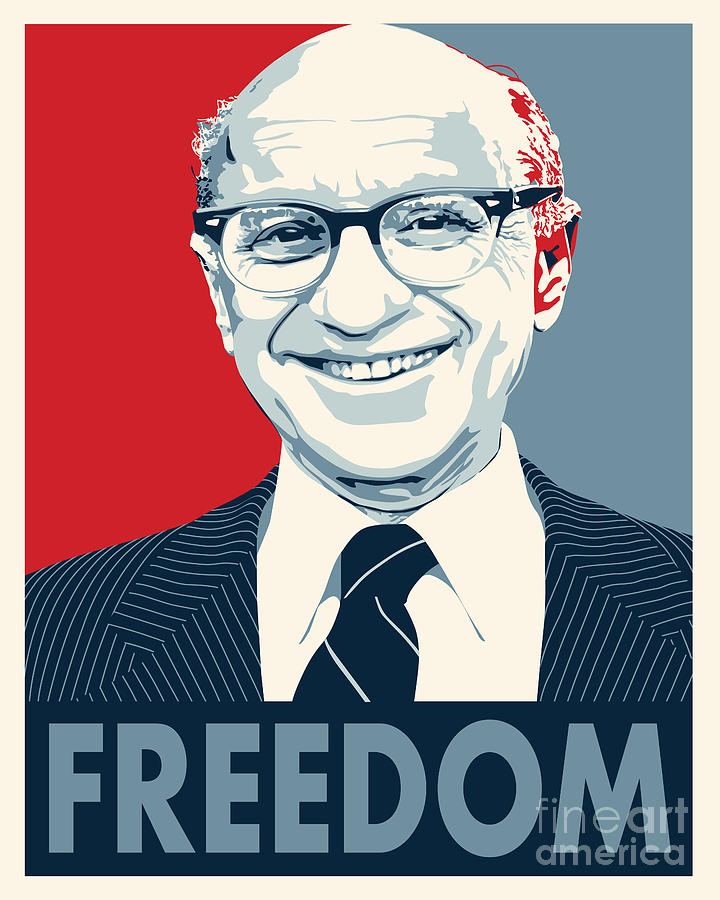 Conservative Digital Art - Milton Friedman by John Lehman