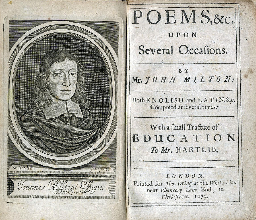 Miltons Poems, Title Page, 1673 Photograph by Folger Shakespeare Library