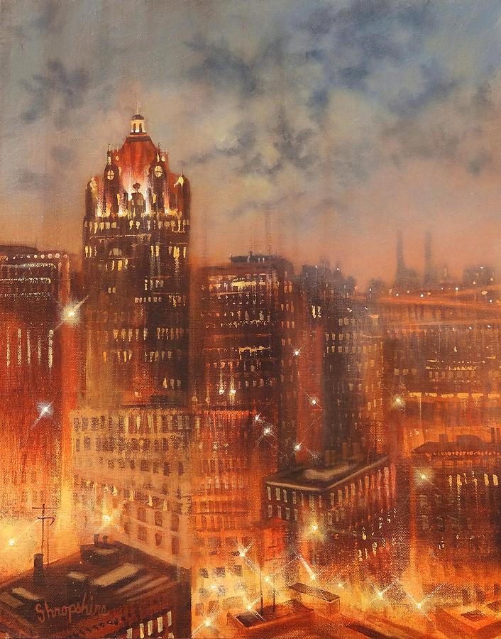 Milwaukee at Night Painting by Tom Shropshire