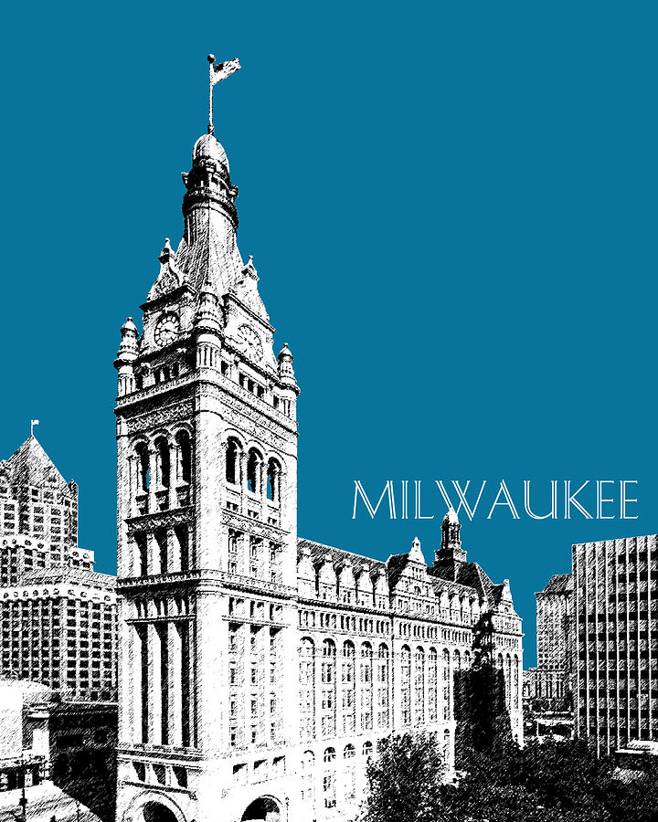 Milwaukee Skyline City Hall - Steel Digital Art by DB Artist