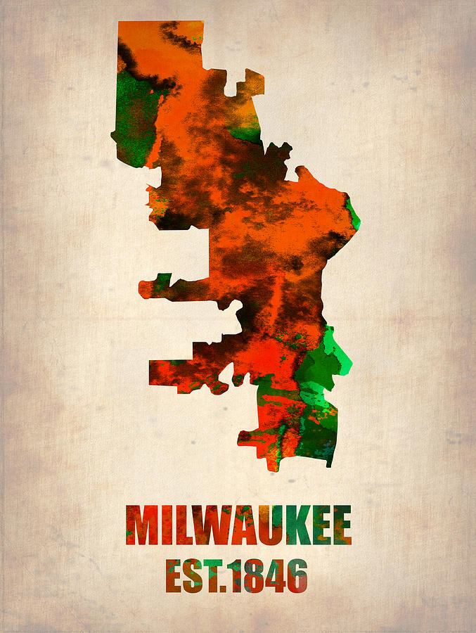 Milwaukee Painting - Milwaukee Watercolor Map by Naxart Studio